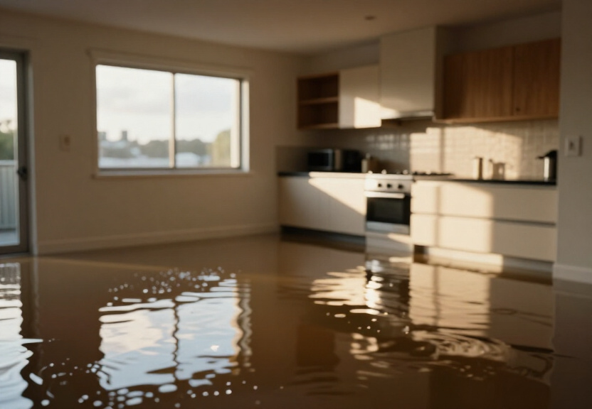 Flooded office in Eastlakes before drying